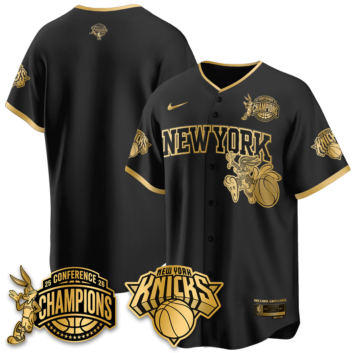 New York Knicks 2026 Basketball Finals x Bunny Vapor Jersey V2- Stitched-Cuztomshoes