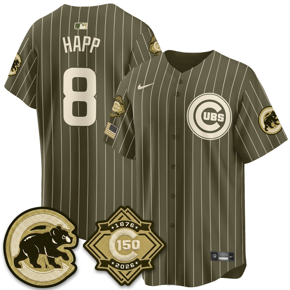 Chicago Cubs New Era Olive 2026 Armed Forces Day Jersey -Stitched
