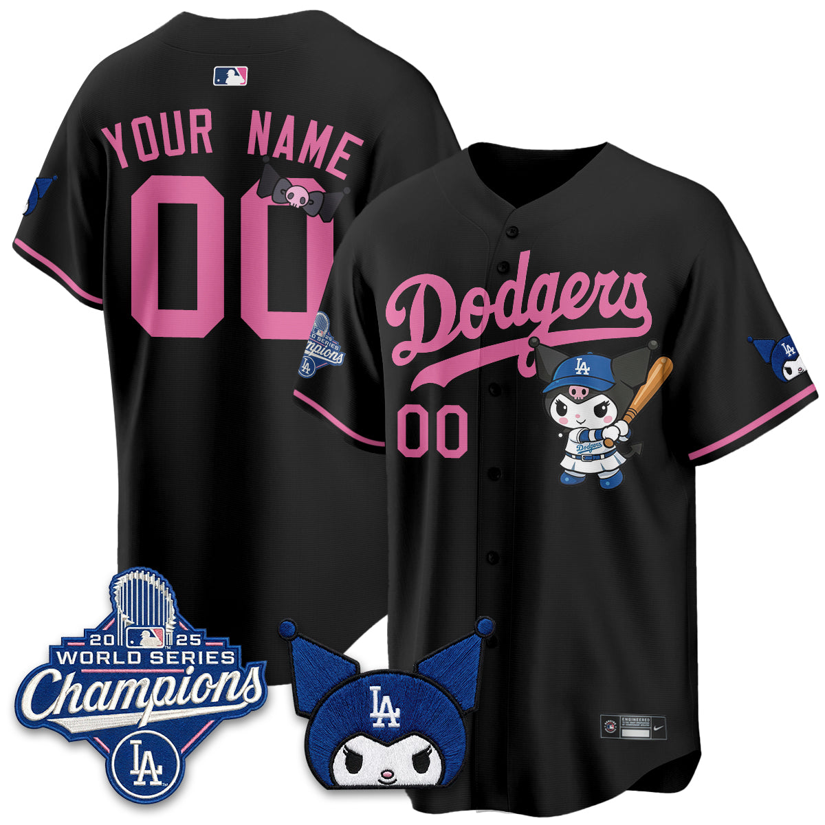 Los Angeles Dodgers Kuromi Edition Vapor Custom Jersey - Stitched-Cuztomshoes
