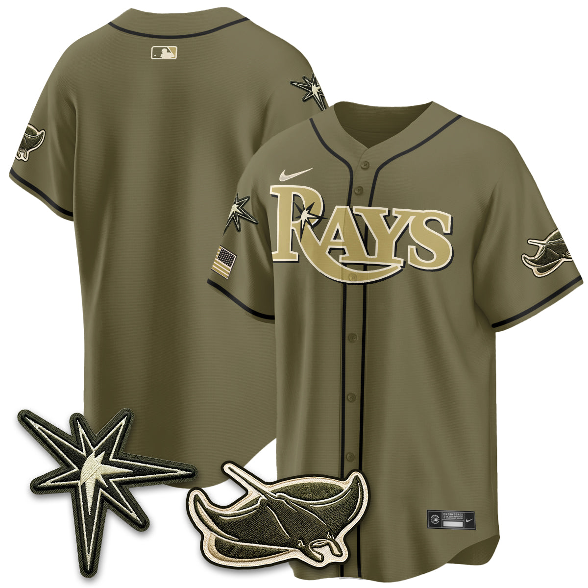 Tampa Bay Rays New Era Olive 2026 Armed Forces Day Jersey - Stitched