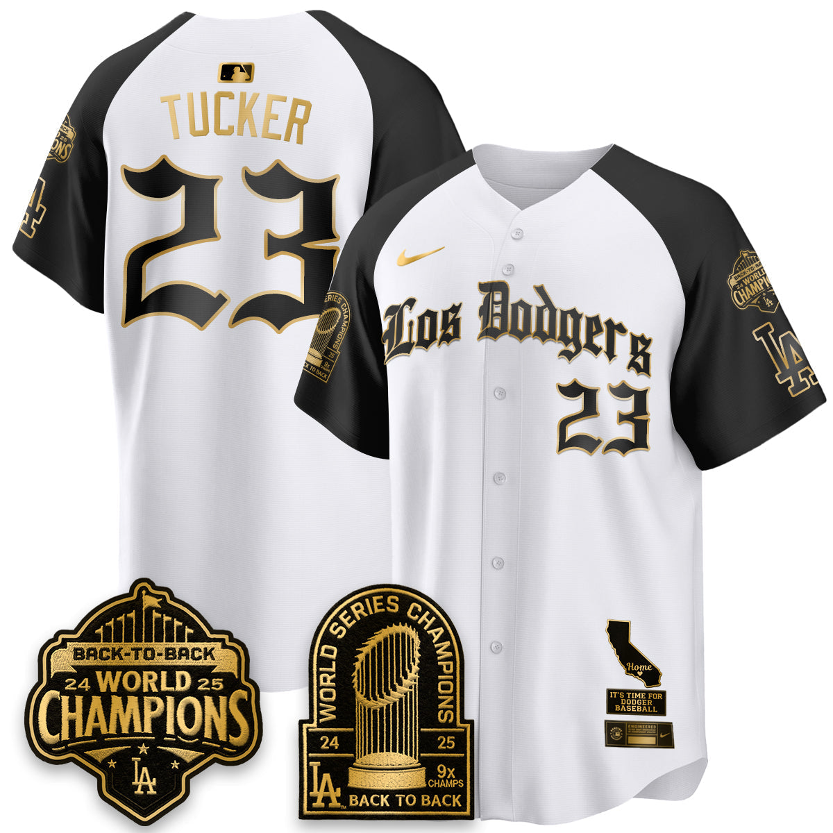 Los Angeles Dodgers World Series Champions Vapor Premier Limited Gothic Edition Jersey - Stitched-Cuztomshoes
