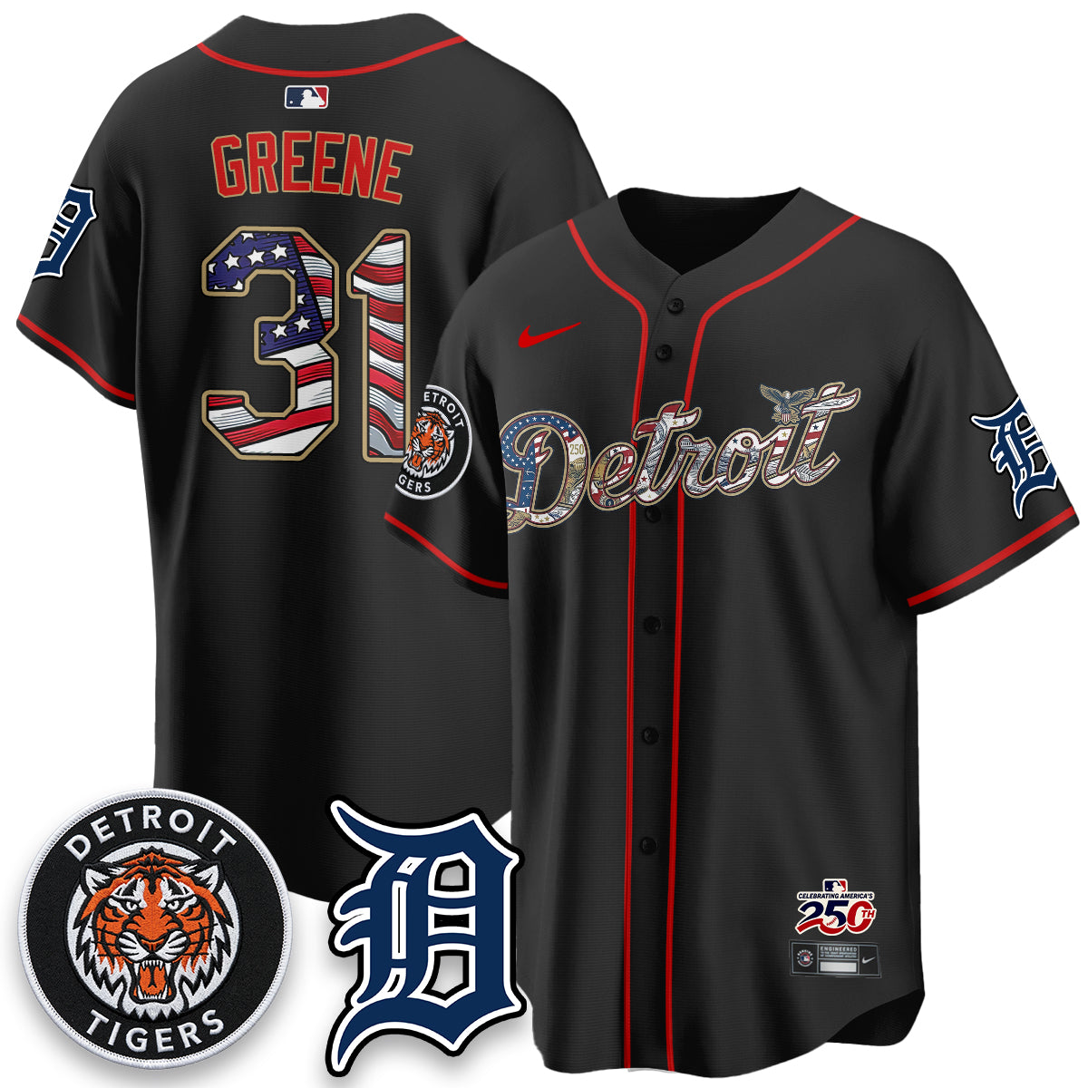 Detroit Tigers 2026 Independence Day USA Vapor Limited Jersey - Stitched