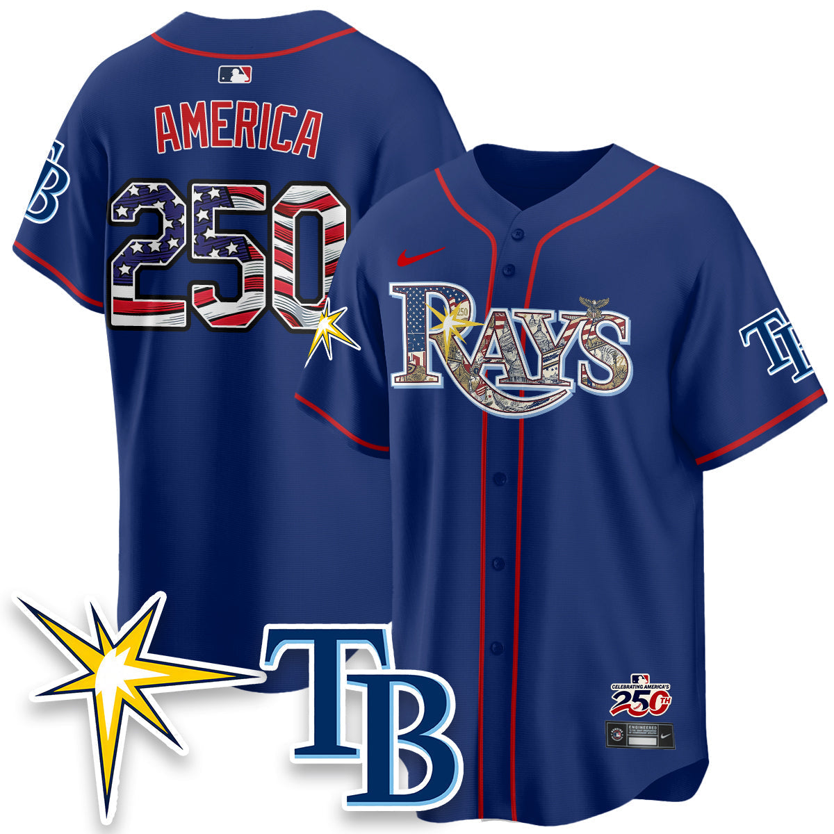 Tampa Bay Rays 2026 Independence Day USA Vapor Limited Jersey - Stitched