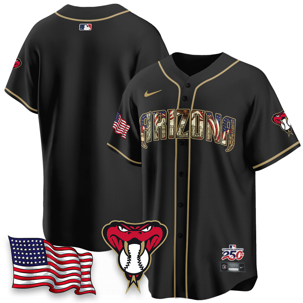 Arizona Diamonbacks 2026 Independence Day USA Vapor Limited Jersey - Stitched-Cuztomshoes
