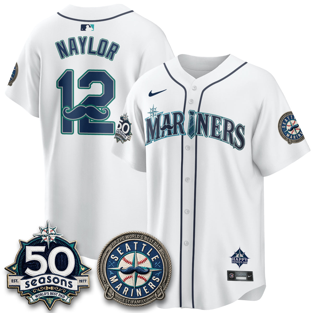 Seattle Mariners Happy Father's Day Vapor Jersey - Stitched