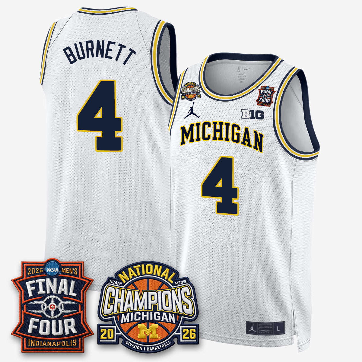 Michigan Wolverines Men's Basketball National Champions Big Text Limited Vapor Jersey - Stitched-Cuztomshoes