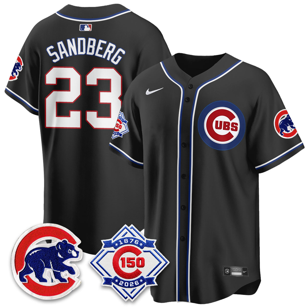 Chicago Cubs 150th Anniversary Black Out Style Vapor Premier Limited Jersey - Stitched