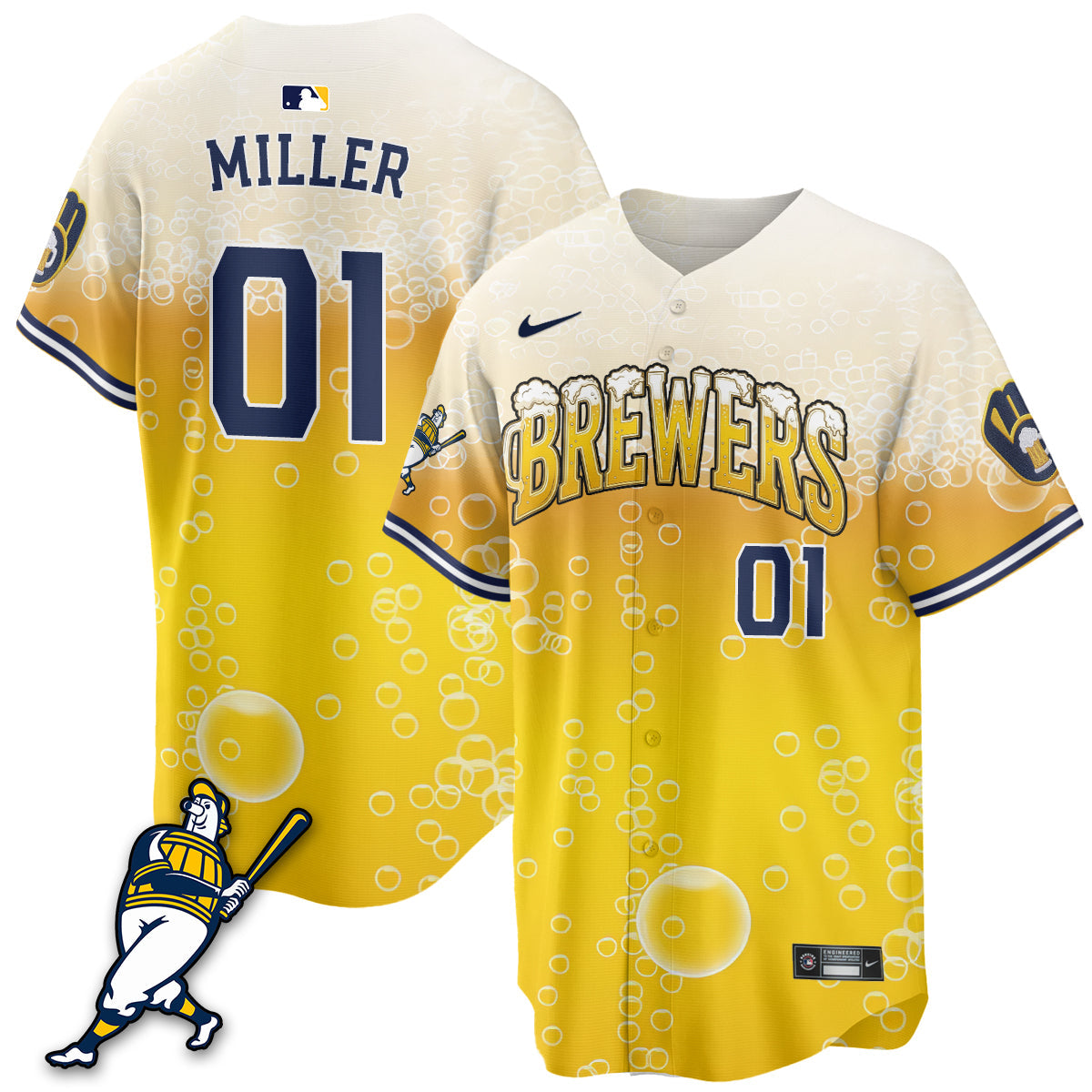 Milwaukee Brewers "Pitcher & Pint" Edition Vapor Limited Jersey - Stitched-Cuztomshoes
