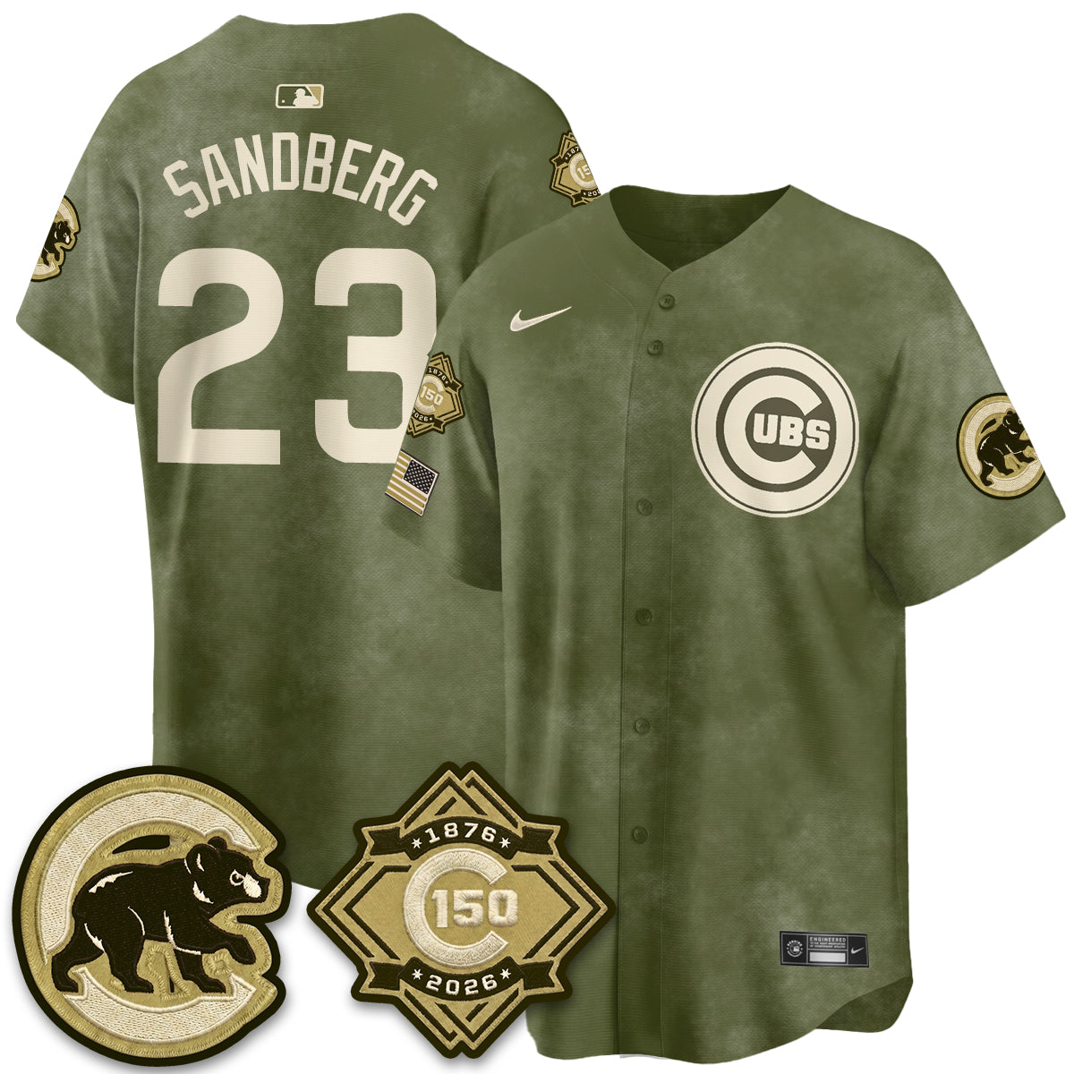 Chicago Cubs New Era Olive 2026 Armed Forces Day Jersey -Stitched