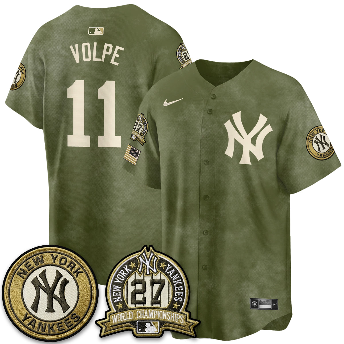 New York Yankees New Era Olive 2026 Armed Forces Day Jersey -Stitched