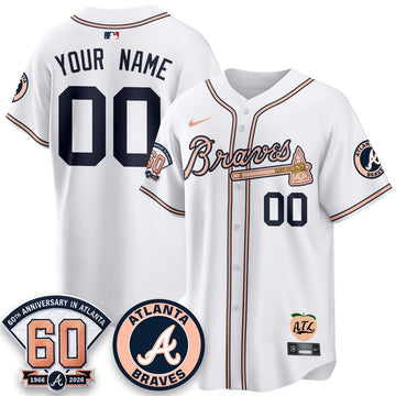 Atlanta Braves 60th Anniversary Peach Edition Vapor Premier Limited Custom Jersey - Stitched