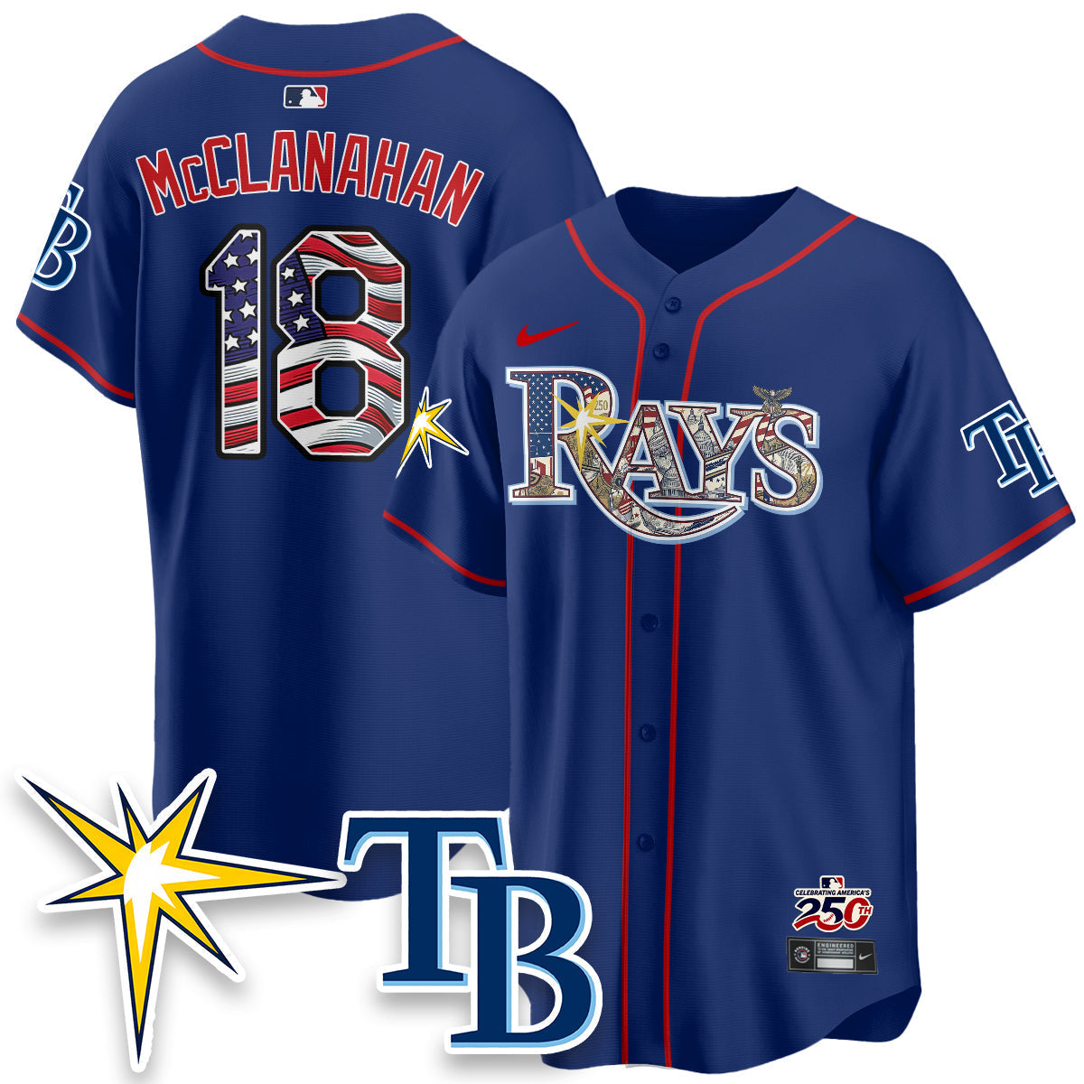 Tampa Bay Rays 2026 Independence Day USA Vapor Limited Jersey - Stitched