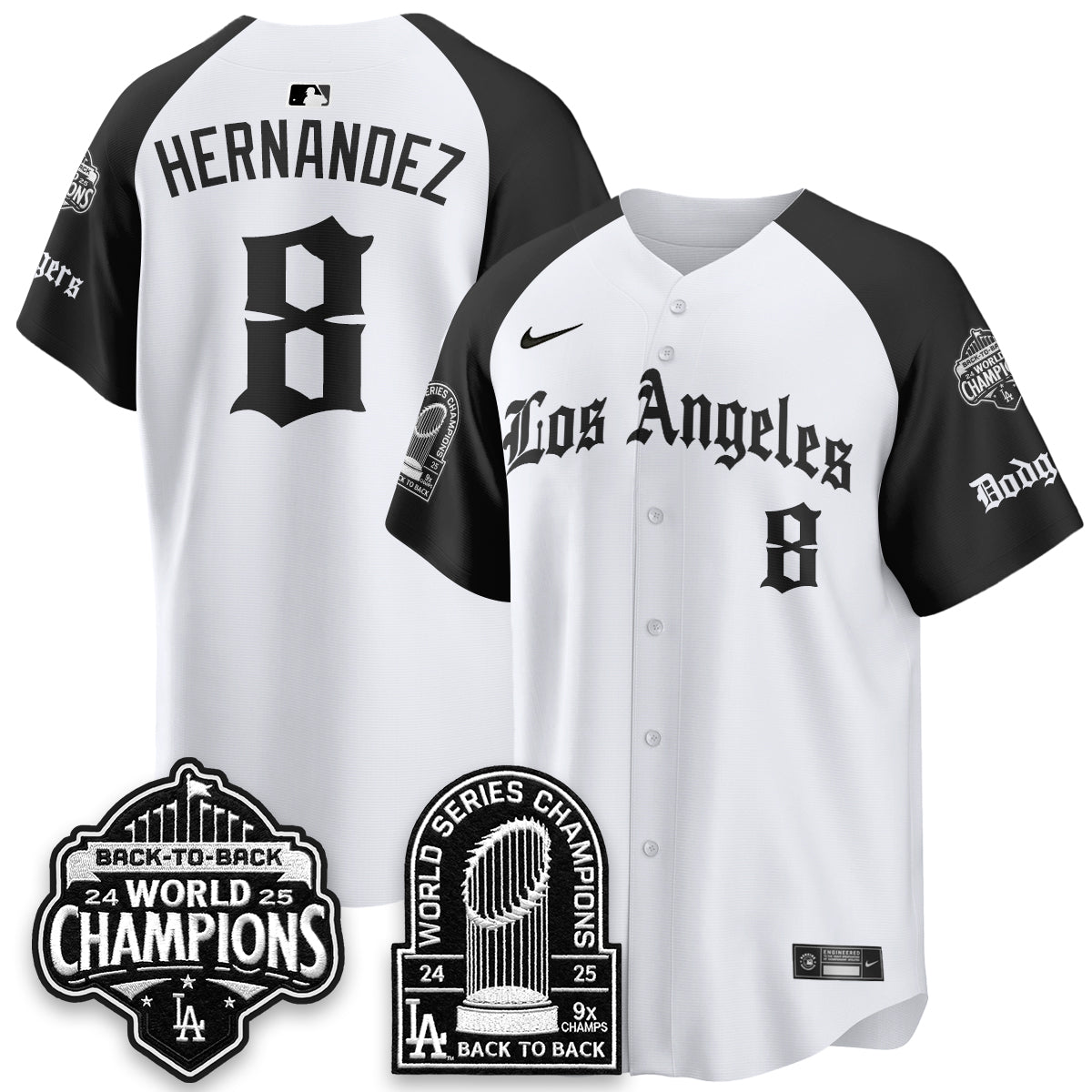 Los Angeles Dodgers WS Champions Back 2 Back Patch Vapor Premier Limited Gothic Edition Jersey - Stitched