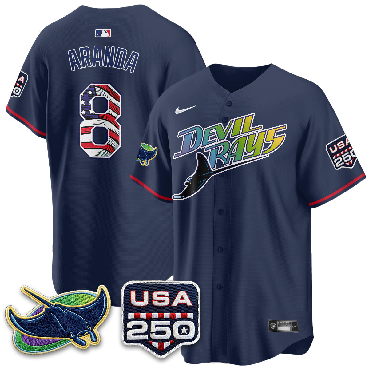 Tampa Bay Rays Independence Day USA 2026 City Connect Vapor Jersey - Stitched
