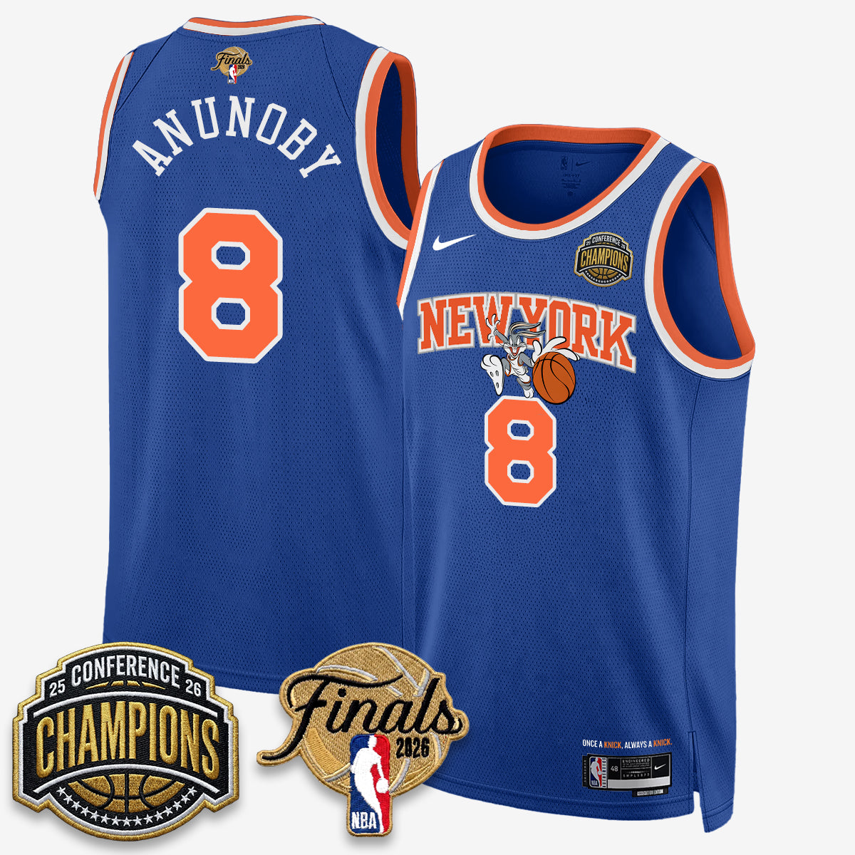 New York Knicks 2026 Basketball Eastern Conference Champions x Looney Tunes Vapor Jersey V2- Stitched-Cuztomshoes
