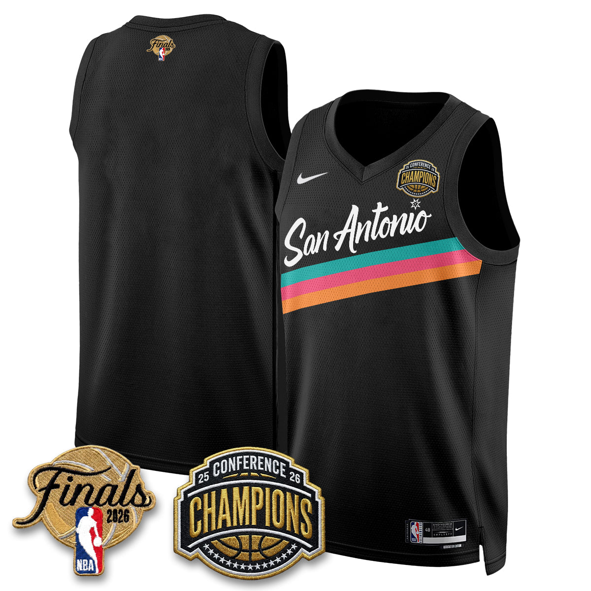 San Antonio Spurs 2026 Basketball  Western Conference Champions Vapor City Edition Jersey - Stitched