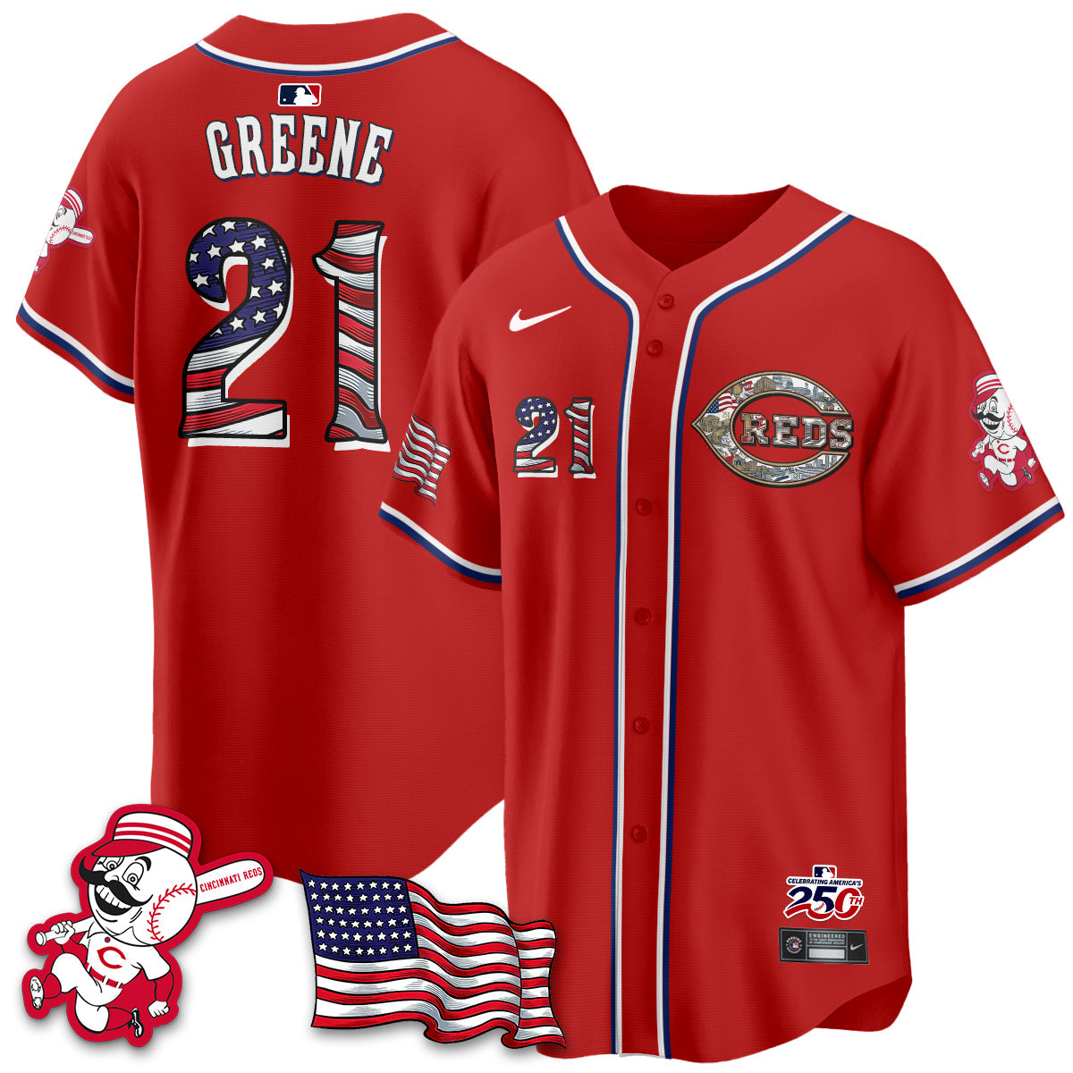 Cincinnati Reds 2026 Independence Day USA Vapor Limited Jersey - Stitched