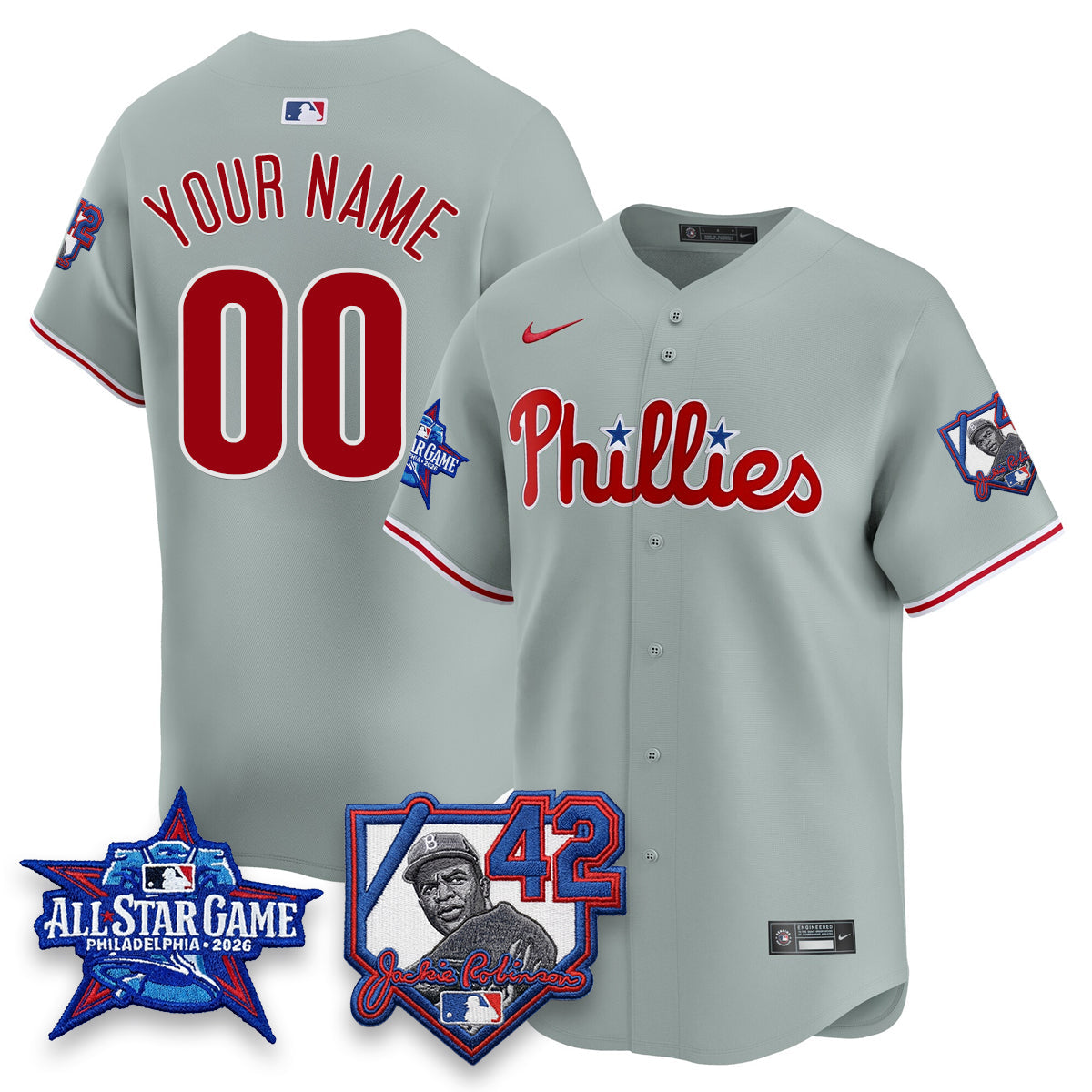 Philadelphia Phillies 2026 Jackie Robinson New Era - All Star Game Vapor Limited Custom Jersey - Stitched