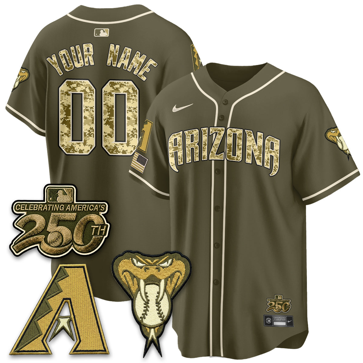 Arizona Diamonbacks Salute to Service 2026 Vapor Premier Limited Custom Jersey - Stitched-Cuztomshoes