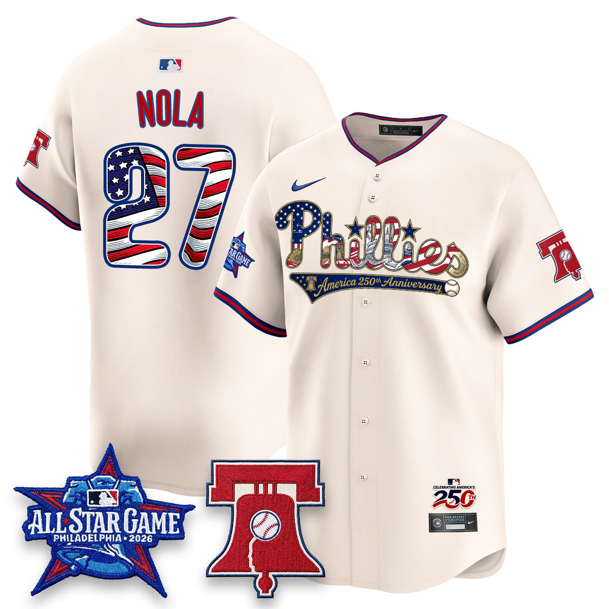 Philadelphia Phillies 2026 Independence Day USA Vapor Limited Jersey - Stitched-Cuztomshoes
