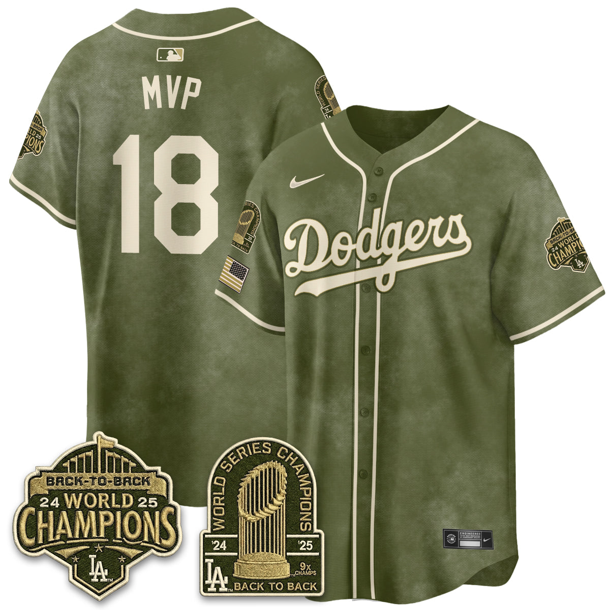 Los Angeles Dodgers New Era Olive 2026 Armed Forces Day Jersey -Stitched