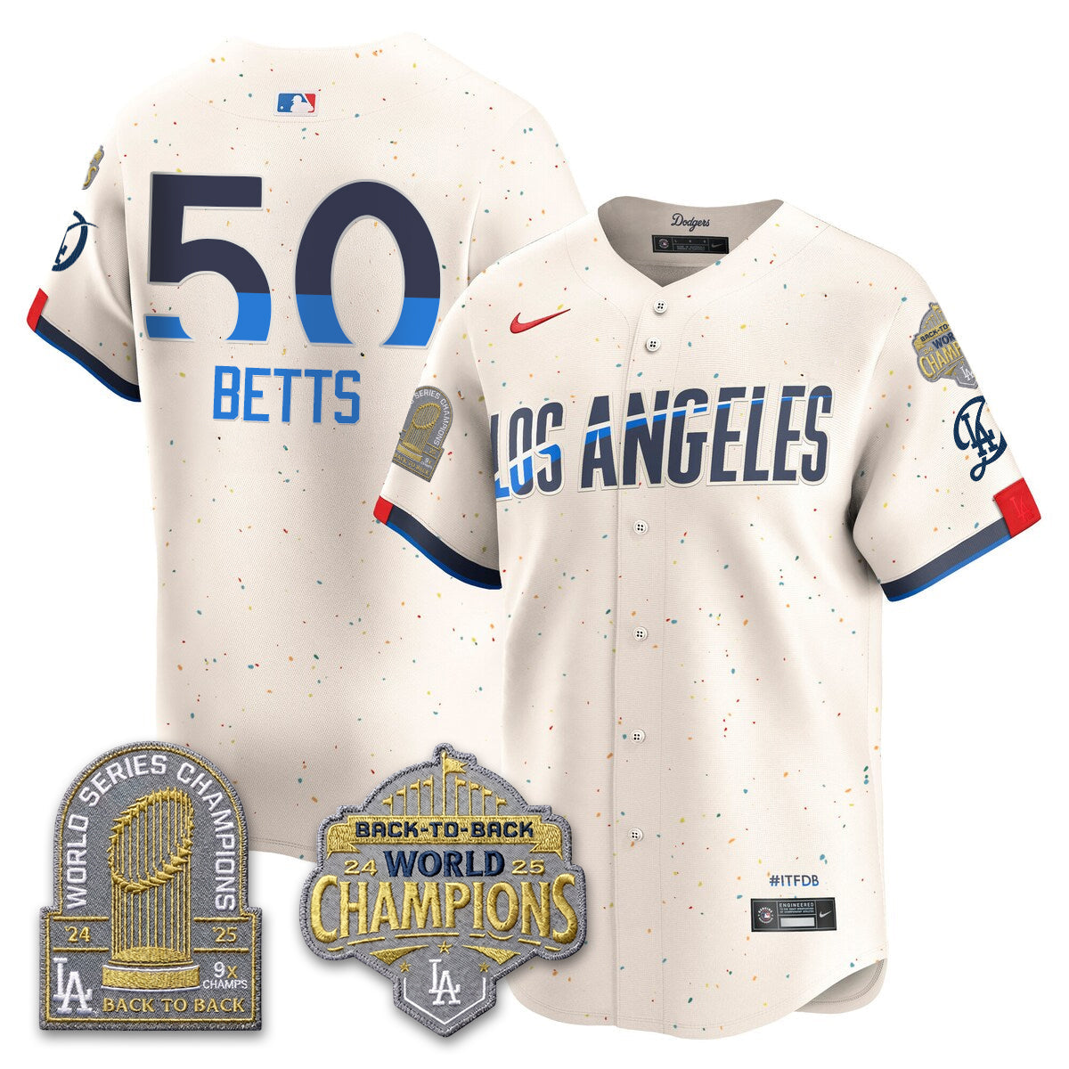 Los Angeles Dodgers Gold Collection Vapor Limited Jersey - 9x & B2B Champs - Stitched-Cuztomshoes