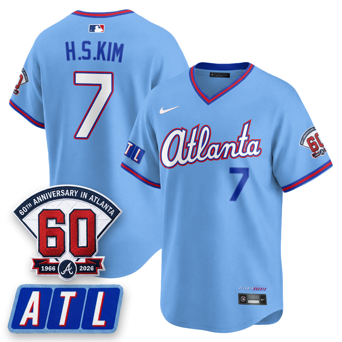 Atlanta Braves 2026 City Connect - 60th Anniversary in Atlanta Patch Vapor Limited Jersey - Stitched-Cuztomshoes