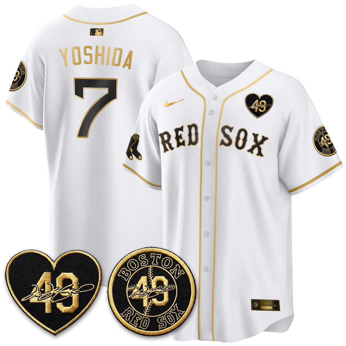 Boston Red Sox Tim Wakefield Memorial Patch Vaper Premier Limited Jersey - Stitched