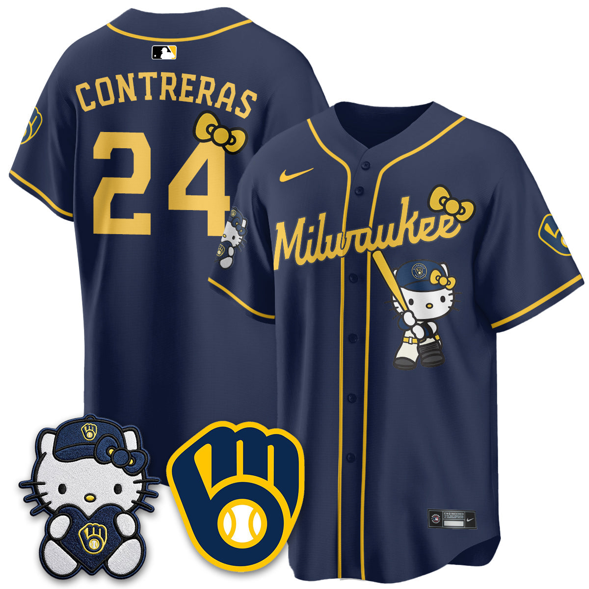 Milwaukee Brewers Meow KT Night Vapor Limited Jersey - Stitched-Cuztomshoes