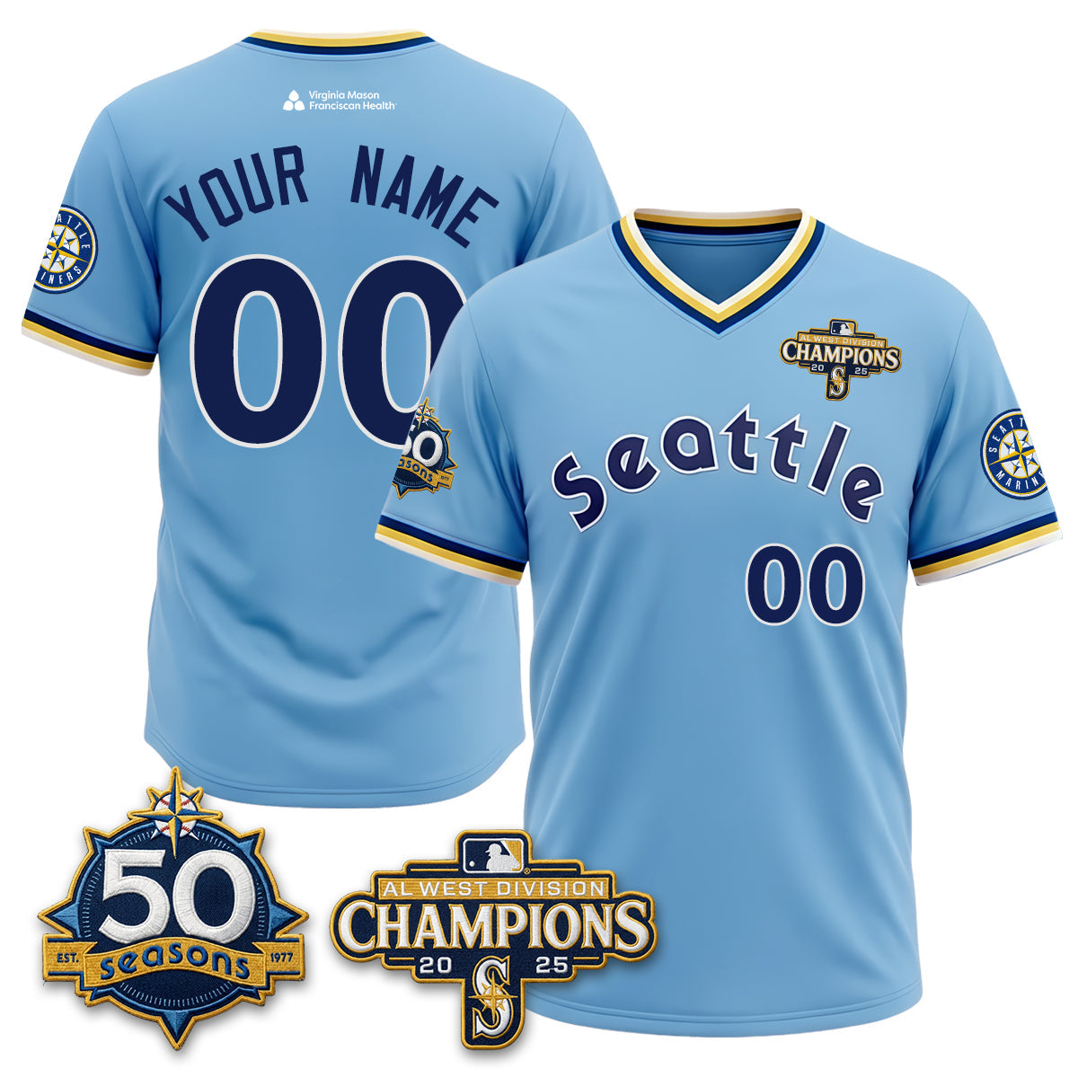 Seattle Mariners 50th Anniversary Throwback Limited Custom Jersey - Stitched