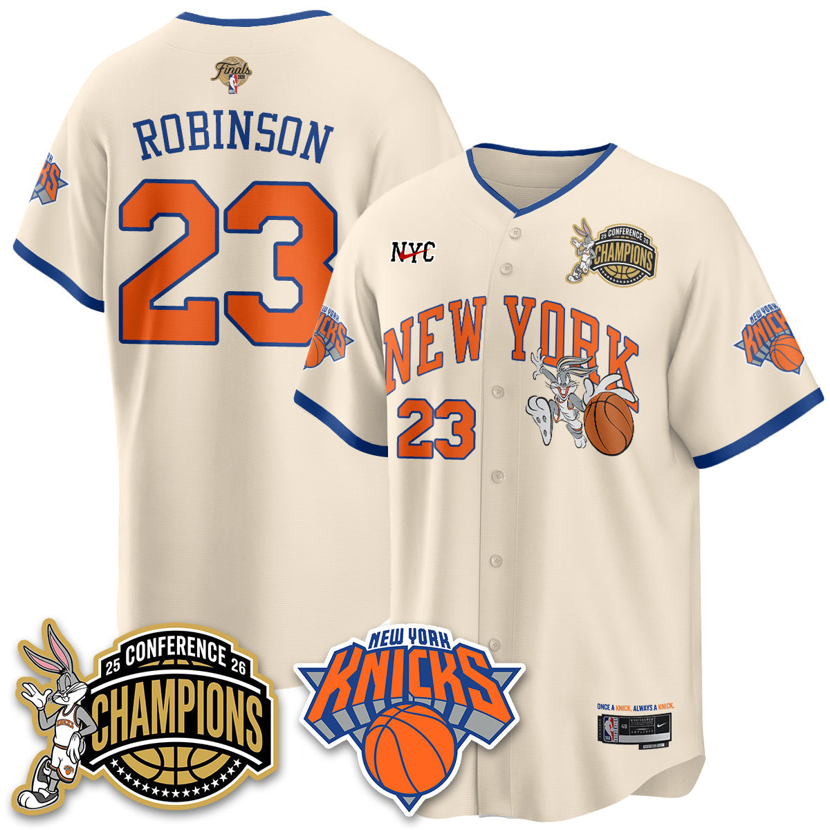 New York Knicks 2026 Basketball Finals x Bunny Vapor Jersey V2- Stitched-Cuztomshoes