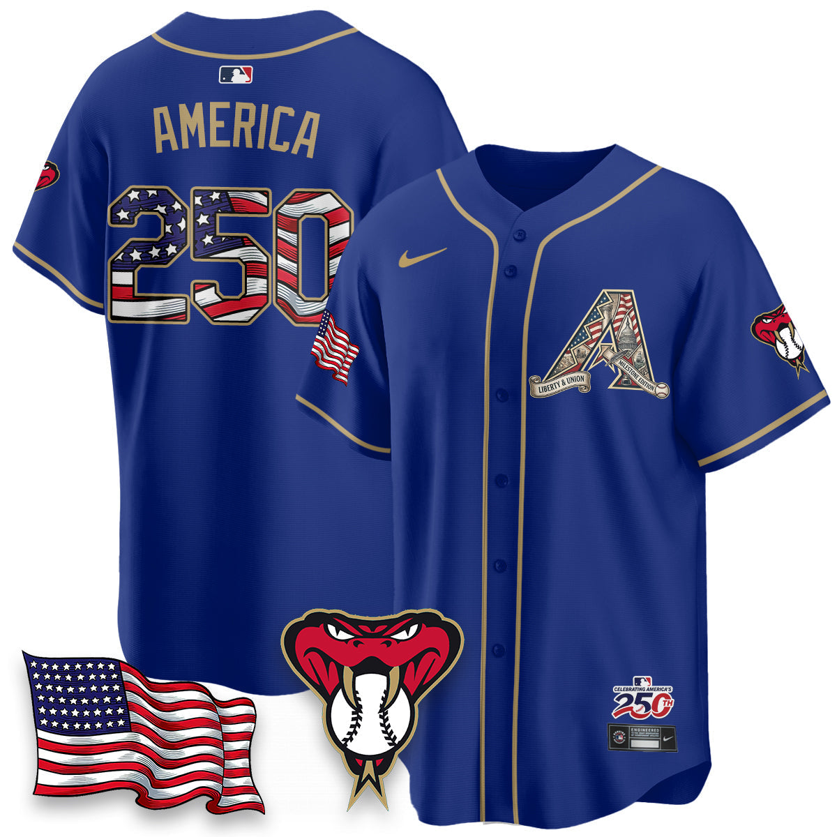 Arizona Diamonbacks 2026 Independence Day USA Vapor Limited Jersey - Stitched-Cuztomshoes
