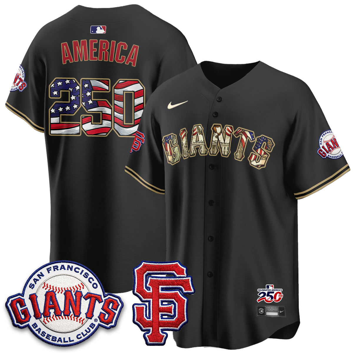 San Francisco Giants2026 Independence Day USA Jersey - Stitched