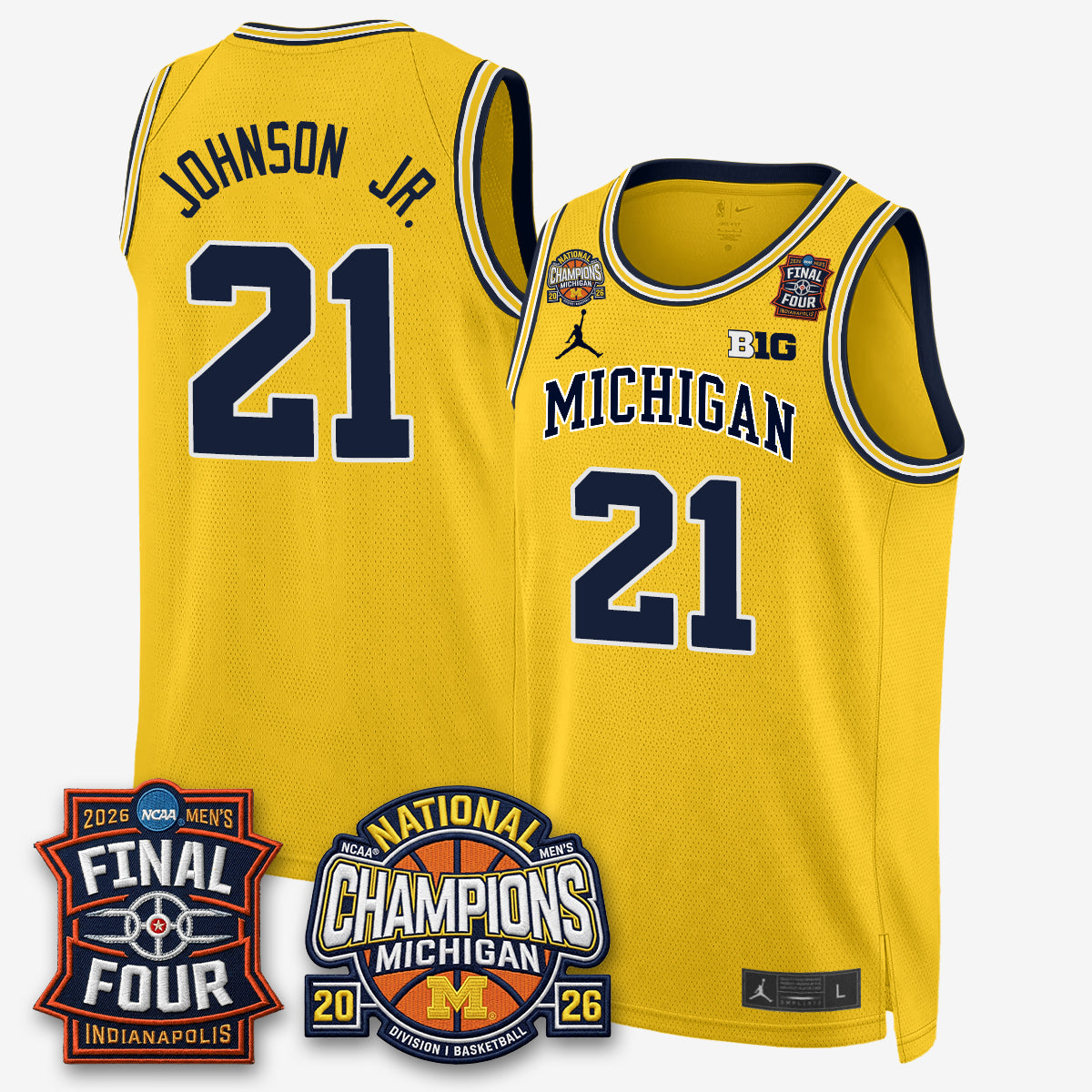 Michigan Wolverines Men's Basketball National Champions Big Text Limited Vapor Jersey - Stitched-Cuztomshoes