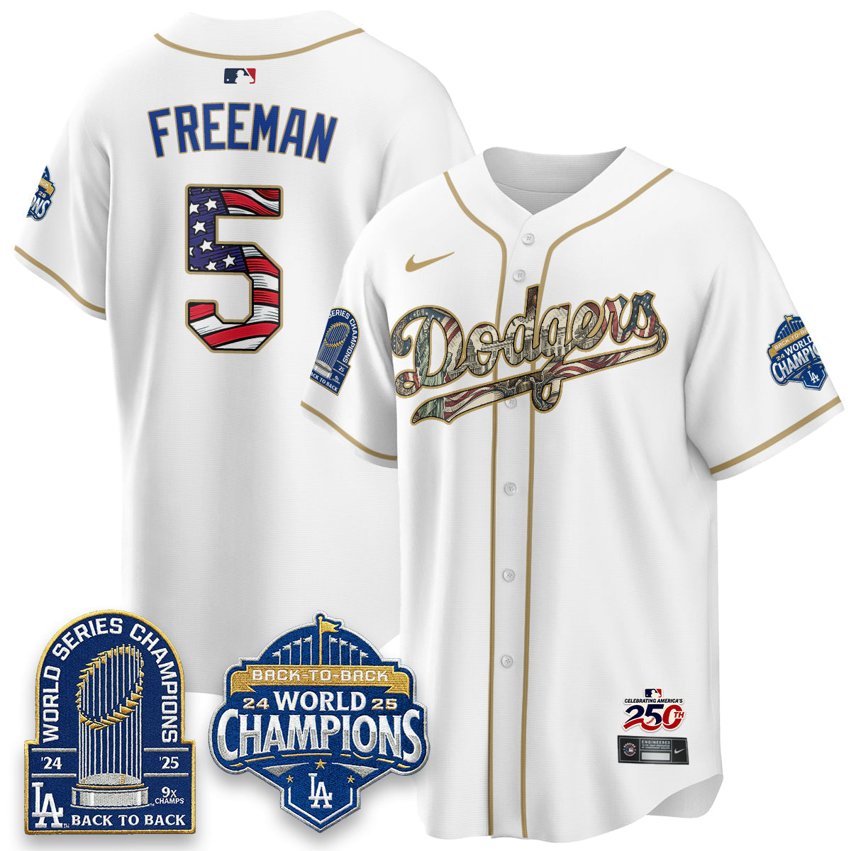 Los Angeles Dodgers 2026 Independence Day USA Vapor Limited Jersey - Stitched-Cuztomshoes