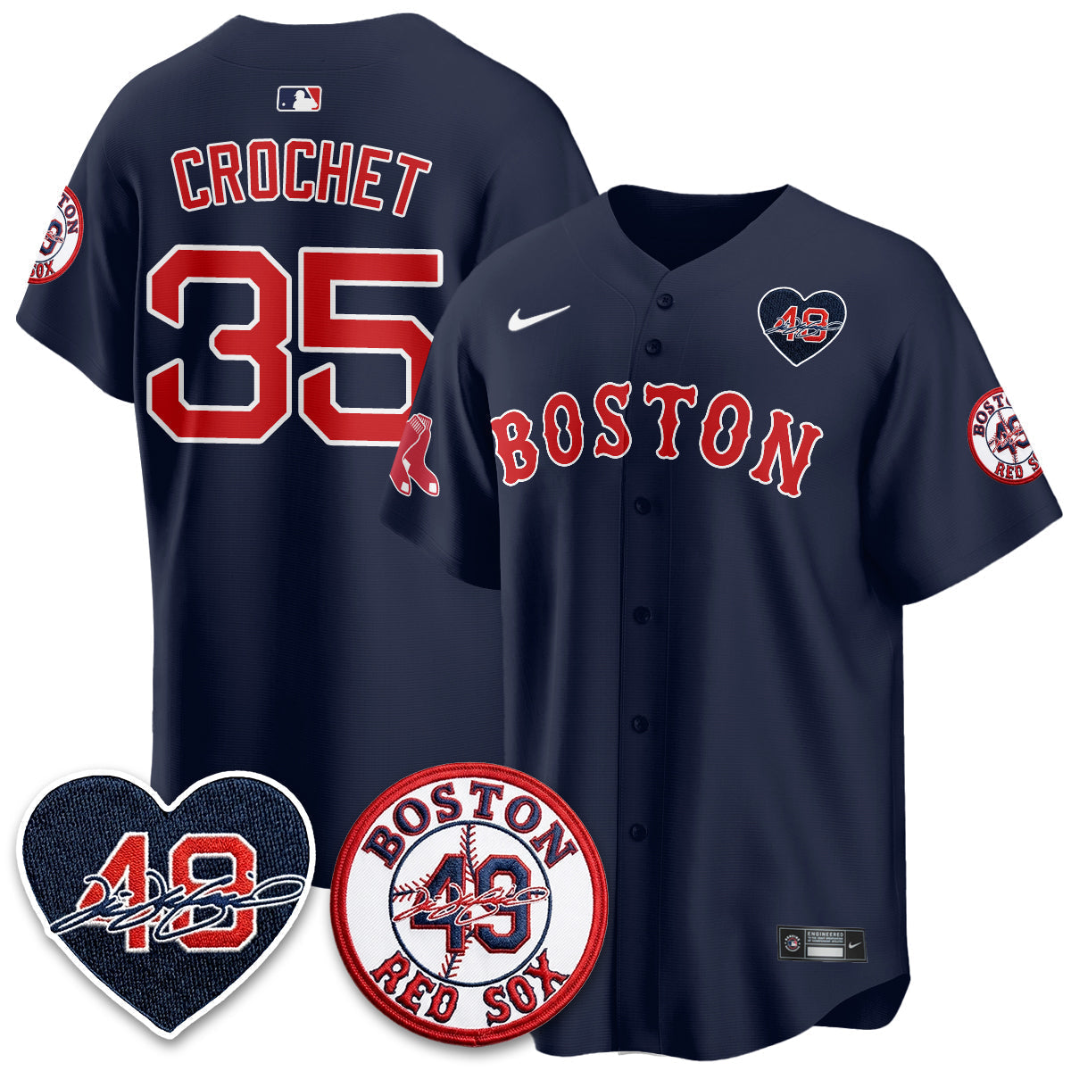 Boston Red Sox Tim Wakefield Memorial Patch Vaper Premier Limited Jersey - Stitched