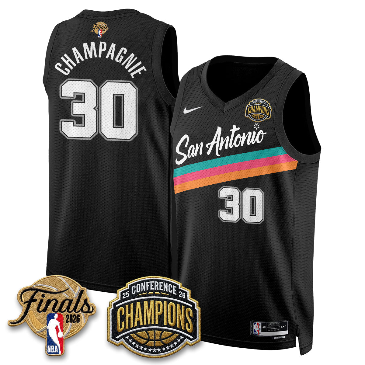 San Antonio Spurs 2026 Basketball  Western Conference Champions Vapor City Edition Jersey - Stitched