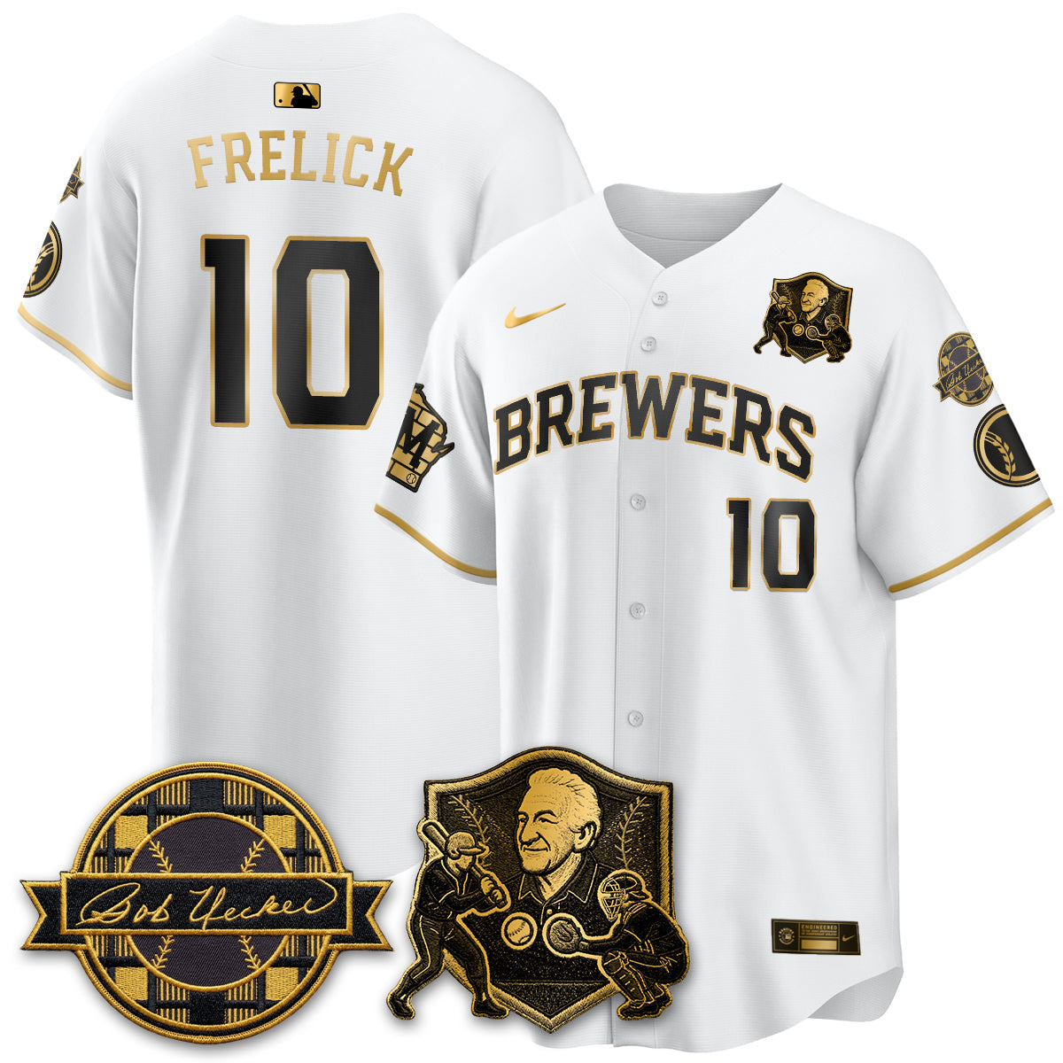 Milwaukee Brewers Bob Uecker - 54 Seasons for Brewers' Vapor Limited Gold Jersey - Stitched