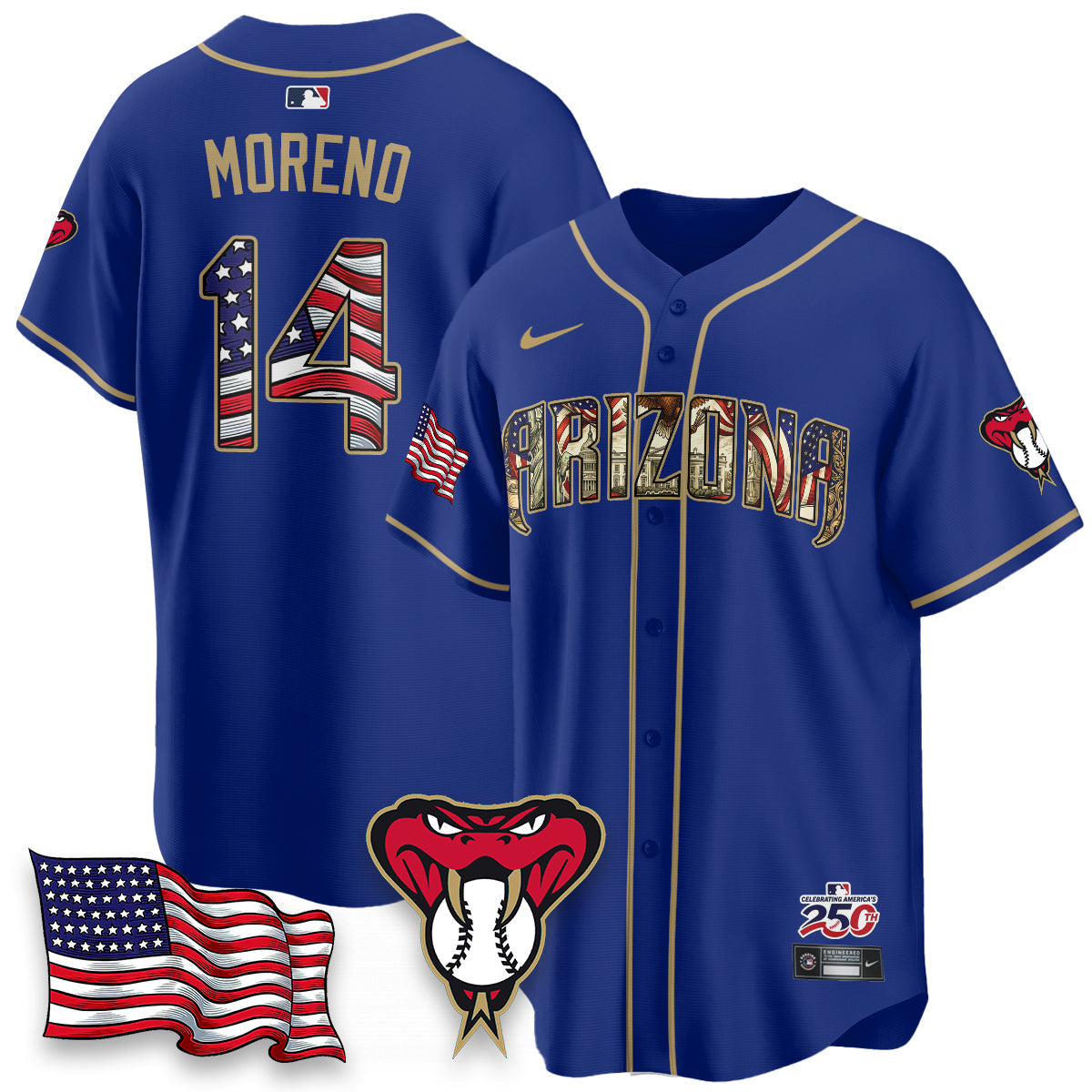 Arizona Diamonbacks 2026 Independence Day USA Vapor Limited Jersey - Stitched-Cuztomshoes