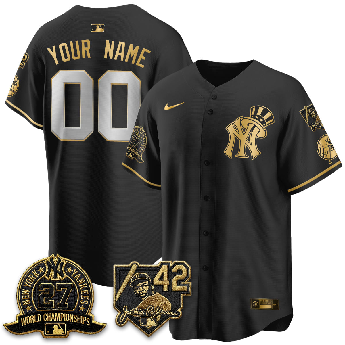 New York Yankees 2026 Jackie Robinson Day Vapor Limited Gold Edition Custom Jersey - Stitched - V2