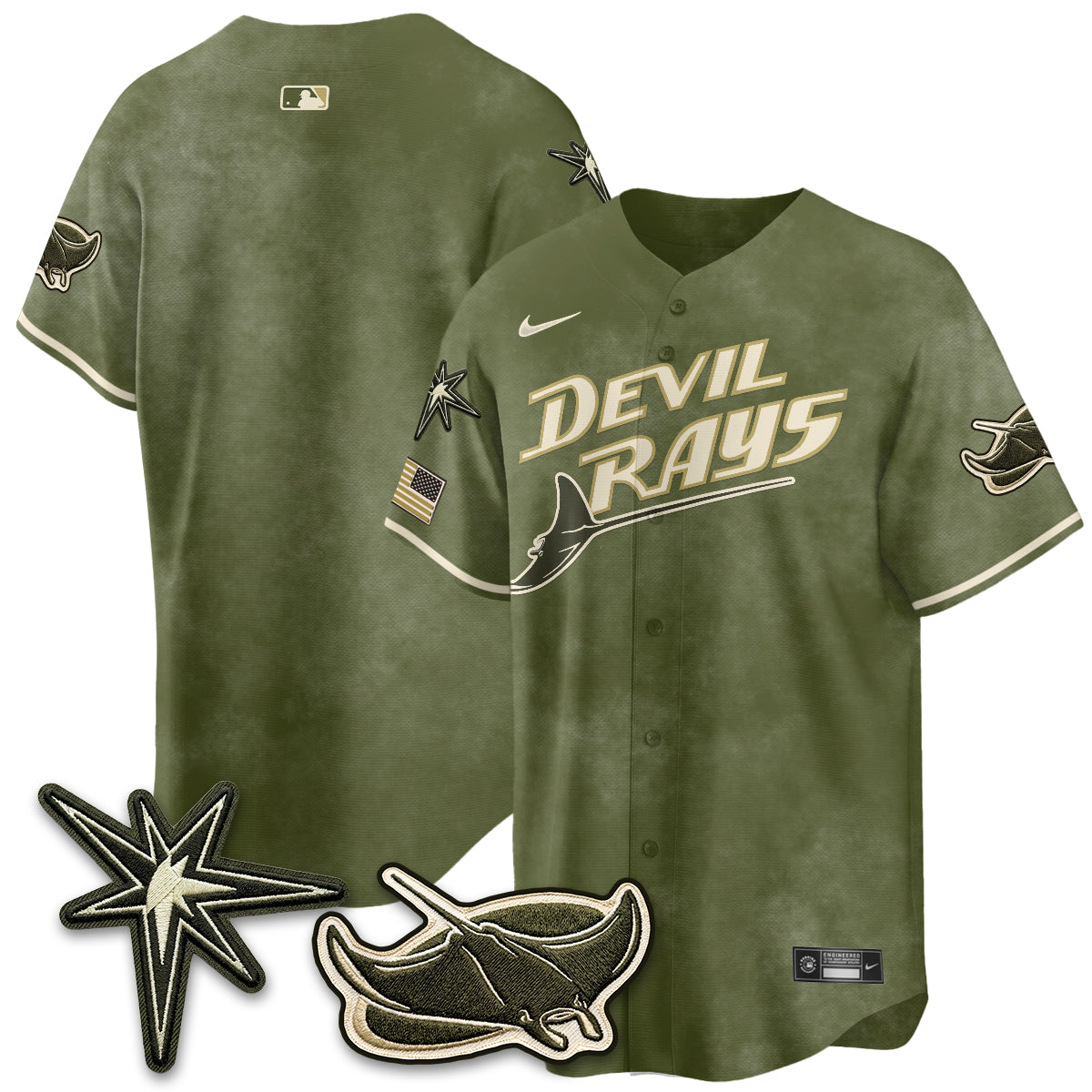 Tampa Bay Rays New Era Olive 2026 Armed Forces Day Jersey - Stitched