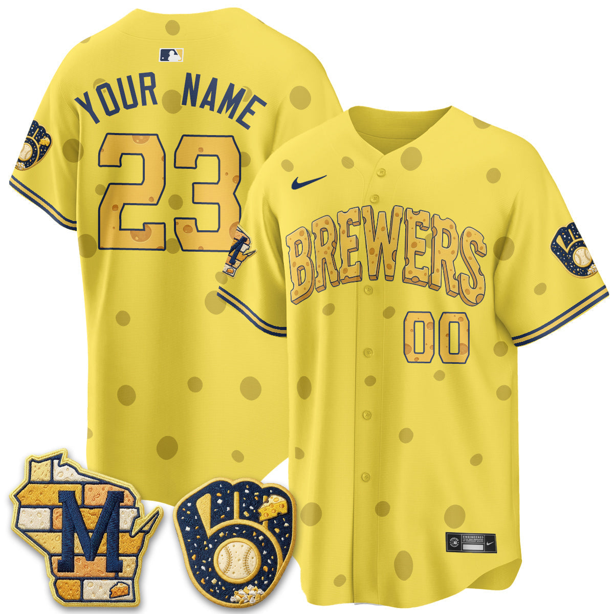 Milwaukee Brewers Cheesehead Edition Vapor Limited Jersey - Stitched