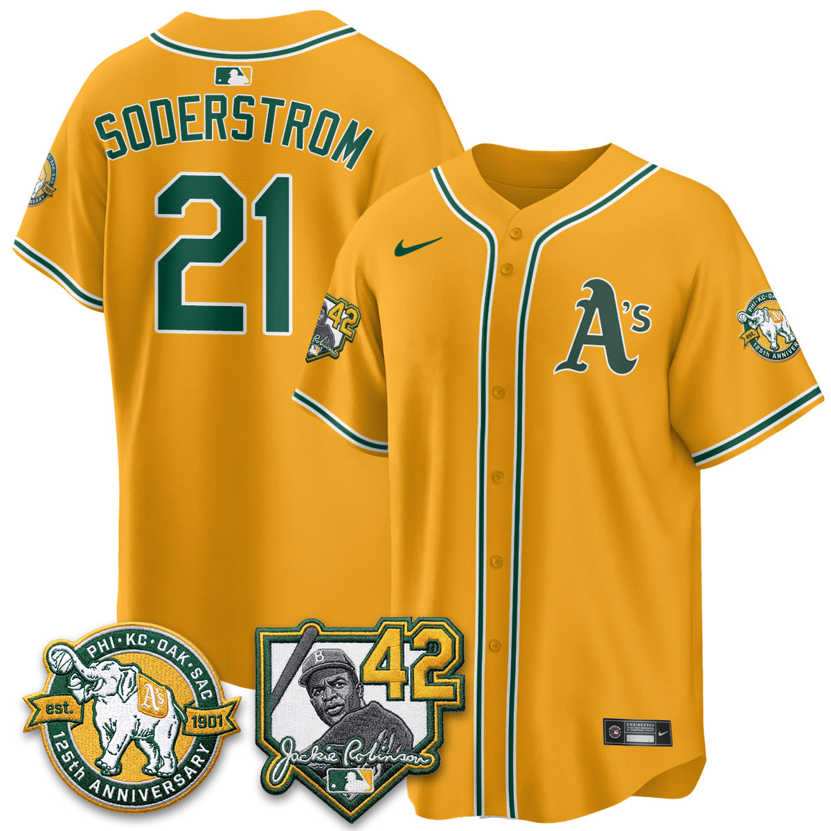 Athletics 2026 Jackie Robinson Day - Celebrating 125 Years Limited Vapor Jersey - Stitched-Cuztomshoes