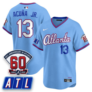 Atlanta Braves 2026 City Connect - 60th Anniversary in Atlanta Patch Vapor Limited Jersey - Stitched-Cuztomshoes