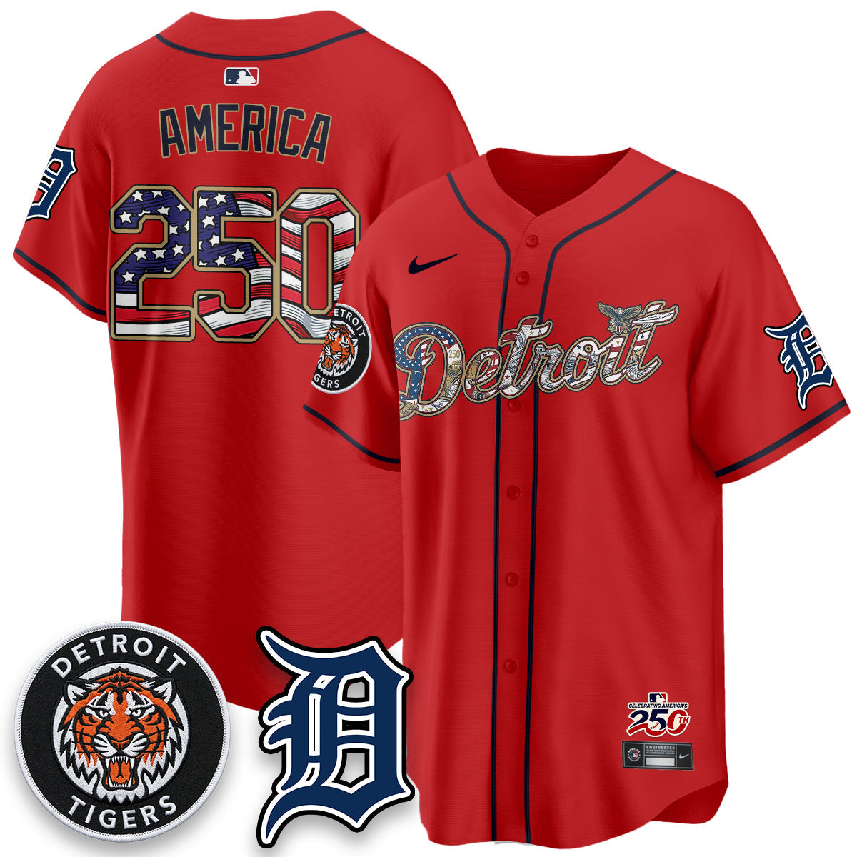 Detroit Tigers 2026 Independence Day USA Vapor Limited Jersey - Stitched