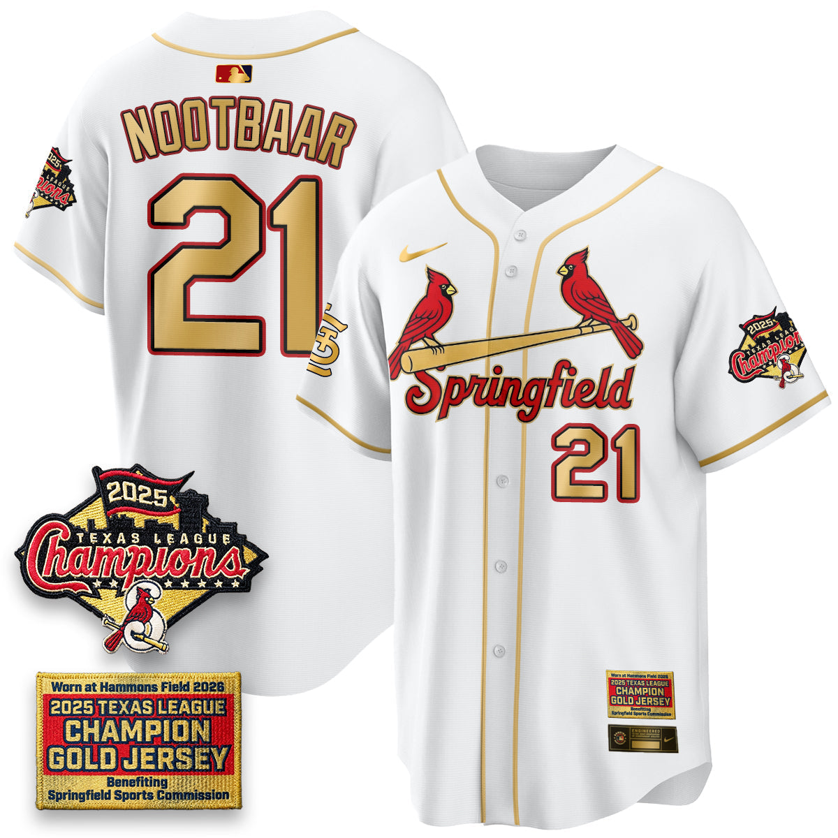 St. Louis Cardinals Springfield's Championship Gold Limited Jerseys - Stitched