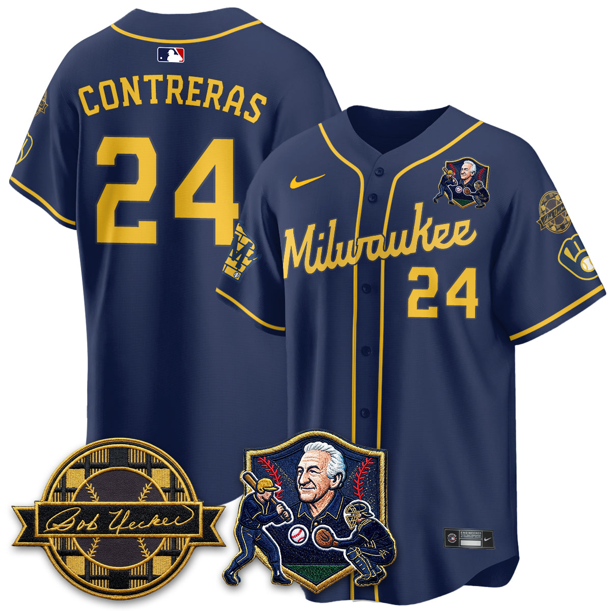 Milwaukee Brewers Bob Uecker - 54 Seasons for Brewers' Vapor Limited Gold Jersey - Stitched