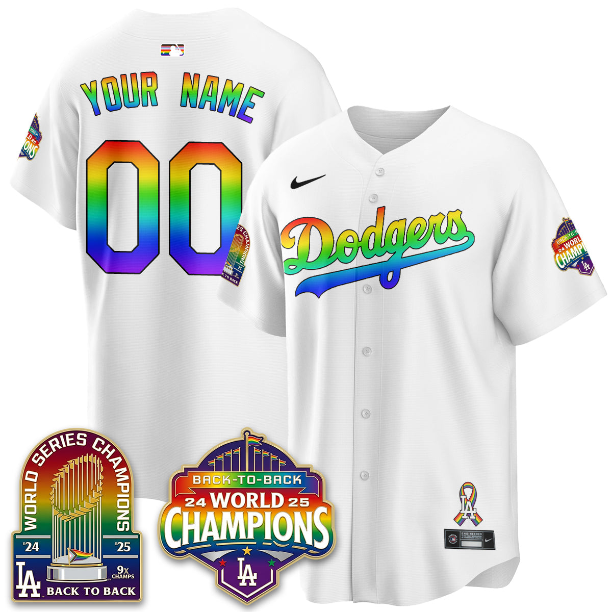 Los Angeles Dodgers Happy Pride Month Vapor Custom Jersey - Stitched-Cuztomshoes