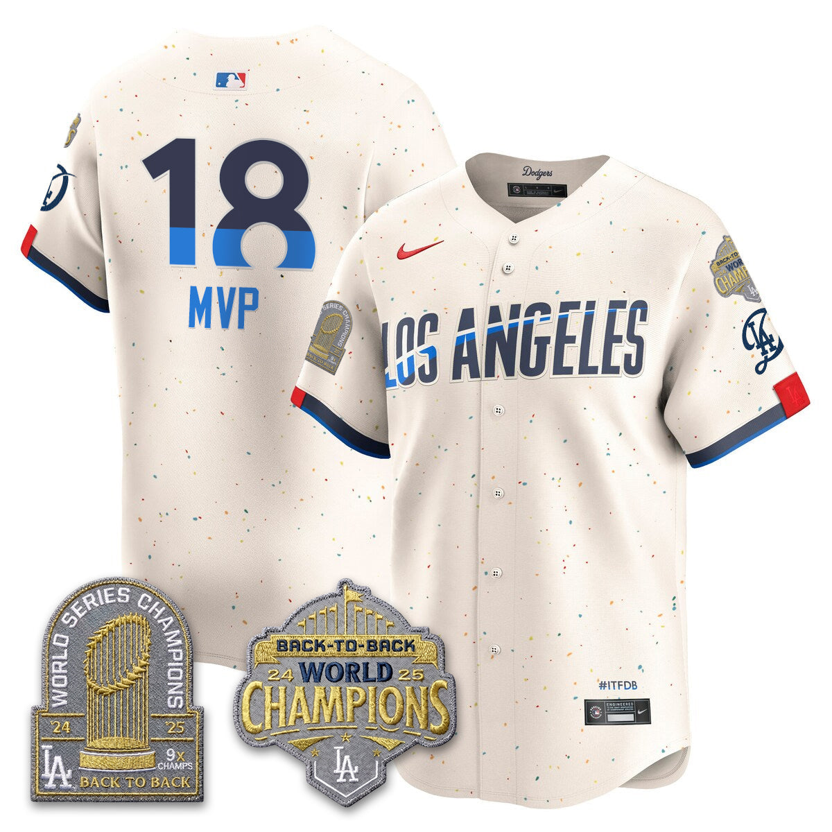 Los Angeles Dodgers Gold Collection Vapor Limited Jersey - 9x & B2B Champs - Stitched-Cuztomshoes