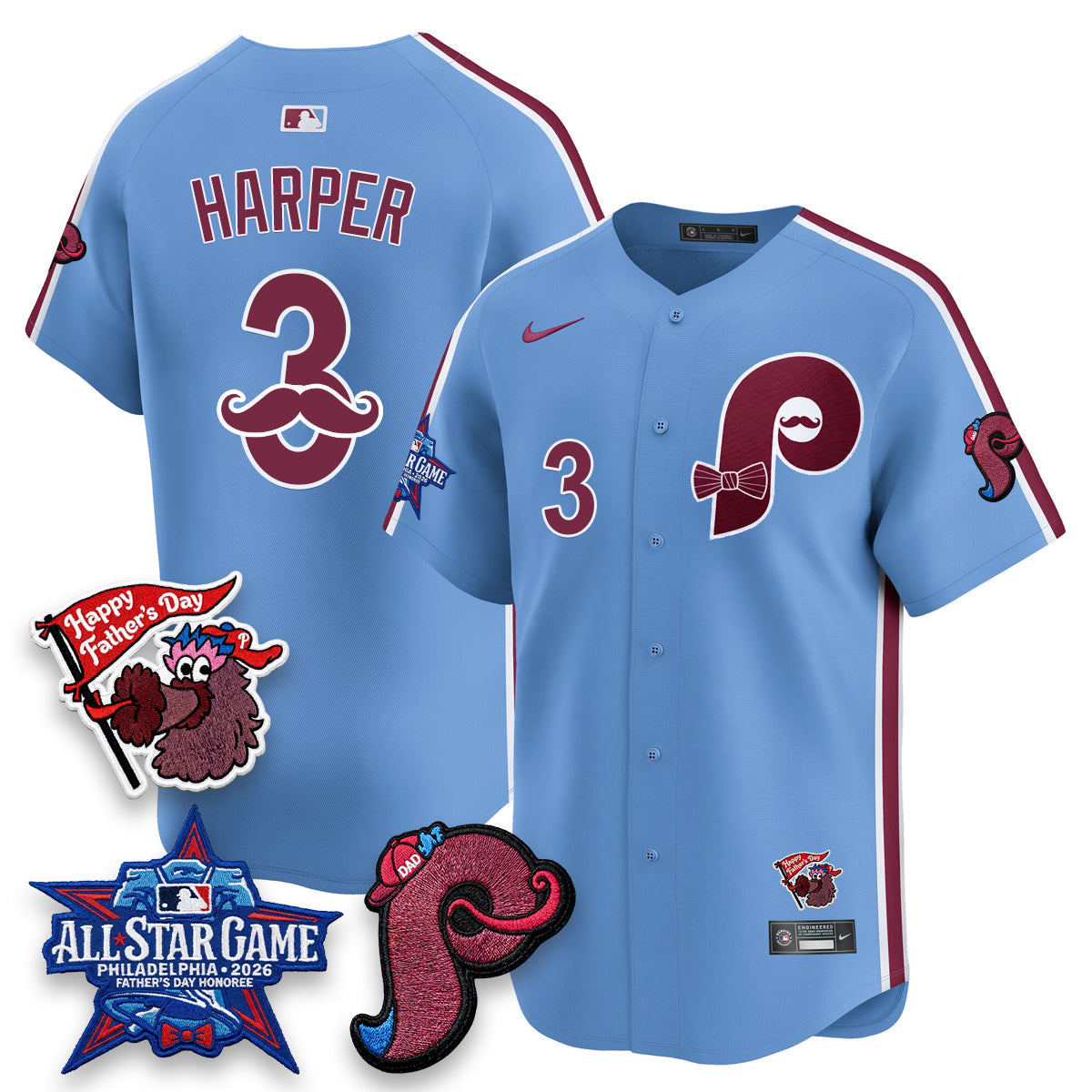 Philadelphia Phillies Happy Father's Day Vapor Jersey - Stitched